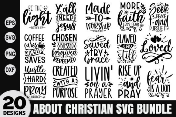Christian Bundle SVG Bible Verse Graphics for Crafts & Digital Products