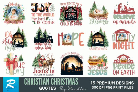 Christian Christmas Sublimation Bundle: Festive Graphics for Local Business Branding