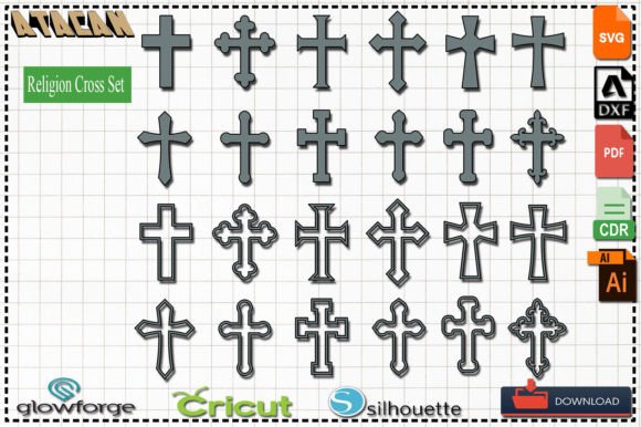 Christian Cross Bundle Crosses SVG Files for Crafts & Graphics