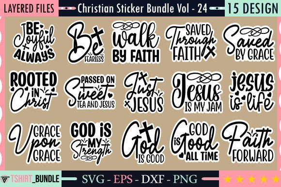 Christian Sticker Bundle Vol - 24: Graphics for Faith-Based Crafts Branding
