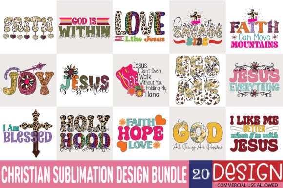 Christian Sublimation Design Bundle for Crafts & Graphics Projects
