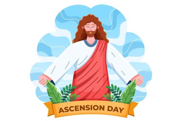 Jesus Ascending to Heaven Ascension Day Graphics & Illustrations for Real Crafting Projects