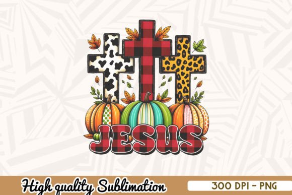 Jesus Crosses Fall Pumpkin Vintage Graphics for Crafts & Digital Selling